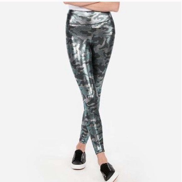 Express Metallic Camouflage High Waist Leggings - Picture 1 of 8